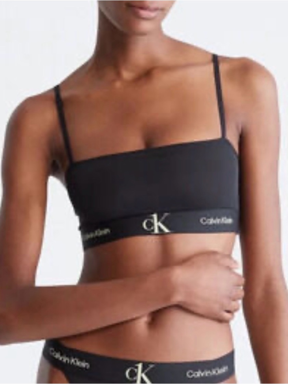Calvin Klein Black Logo Strip Bandeau Bralette